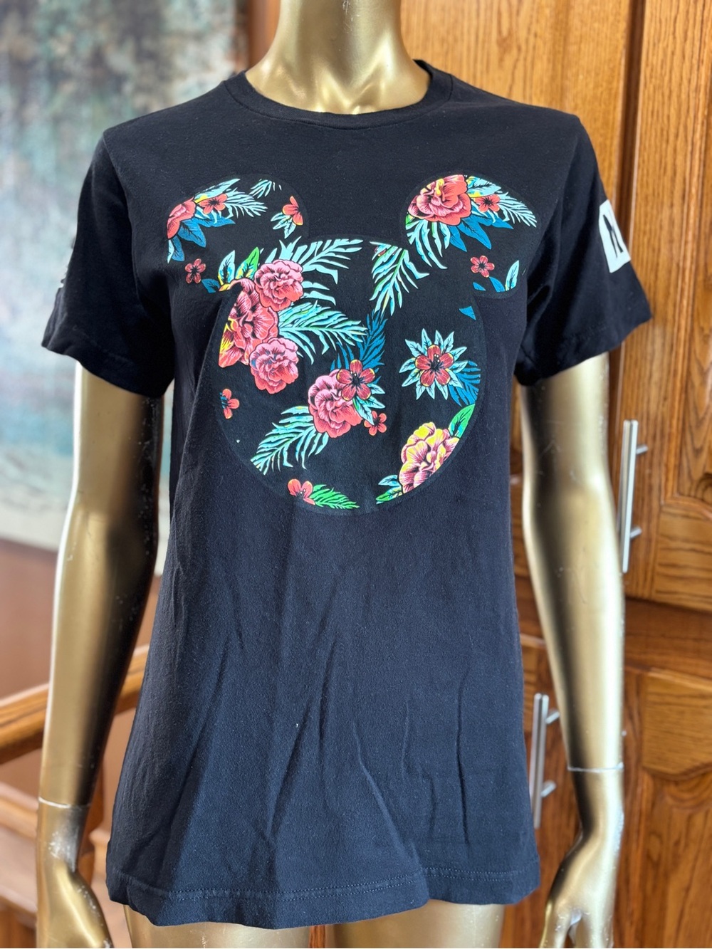 Disney Black Graphic Logo Tee with White Print